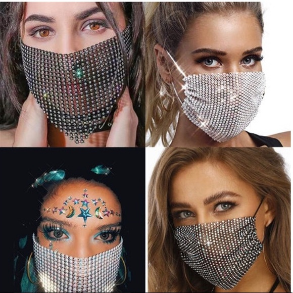 ππ WHITE Glam Sequined Face Mask - Picture 3 of 3